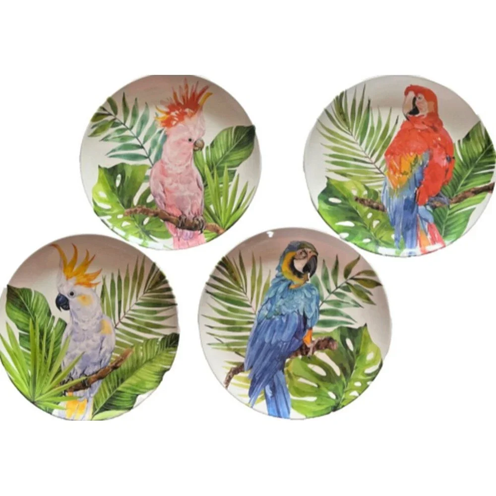 Tommy Bahama Birds Parrot Cockatiel Melamine Dinner Plates 11